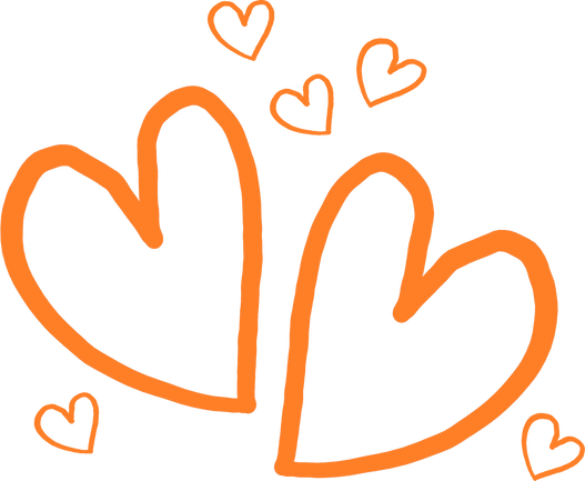 Orange Hearts Outline